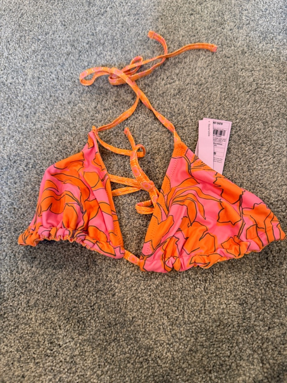 wild fable Pink and Orange Floral Print Triangle Bikini Top